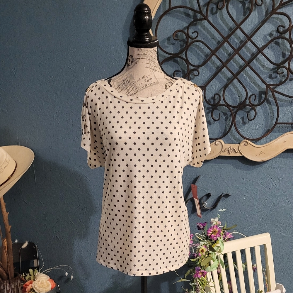 Scarlett Black and White Polka Dot Short Sleeve Top